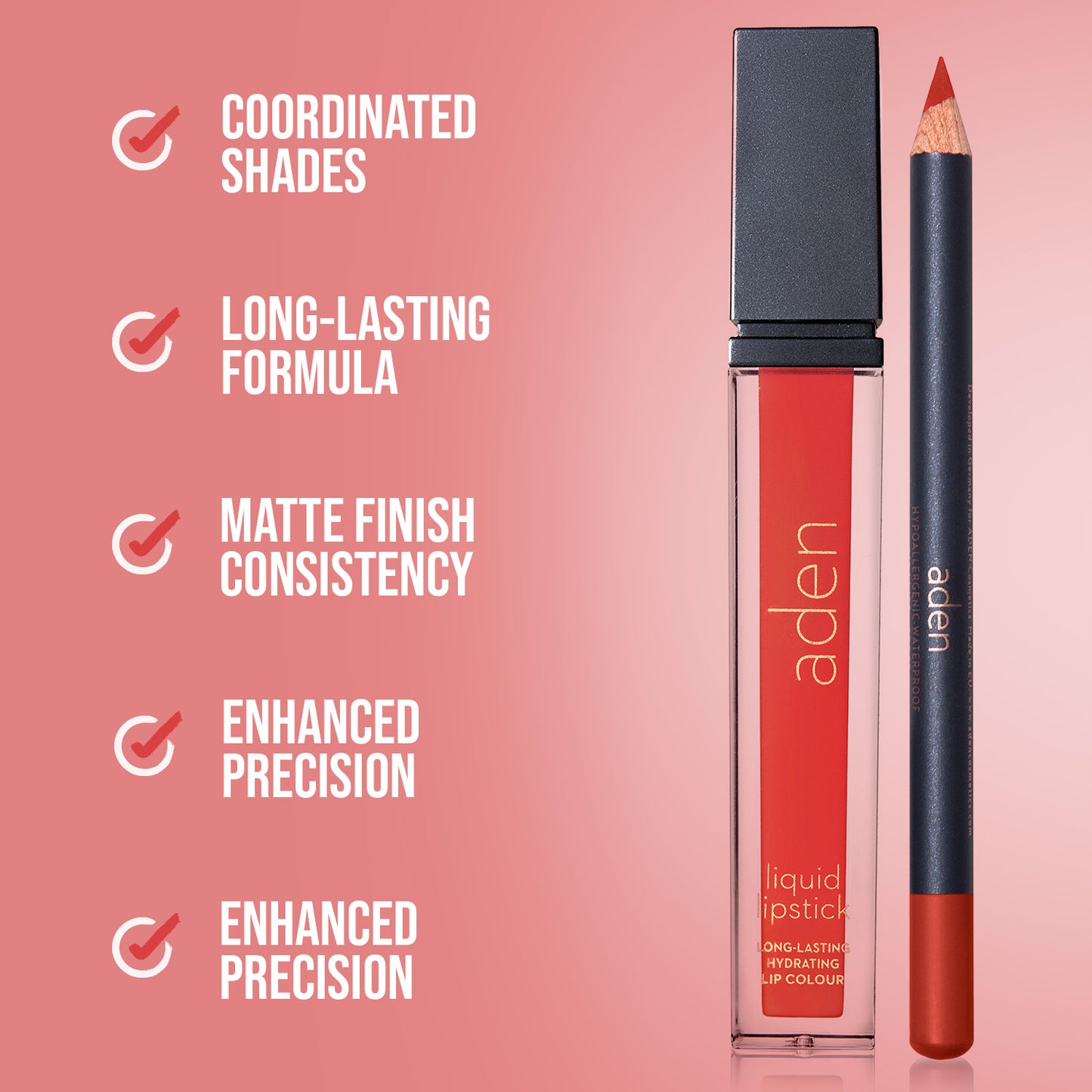 Set de lápiz labial y delineador de labios aden