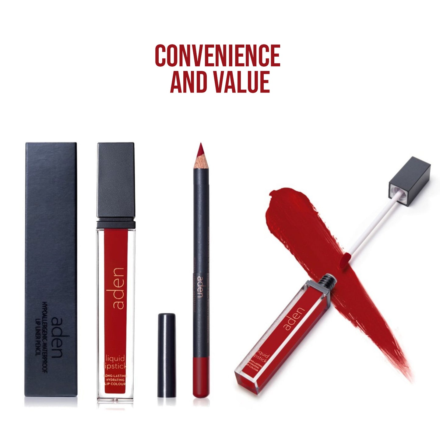 Set de lápiz labial y delineador de labios aden