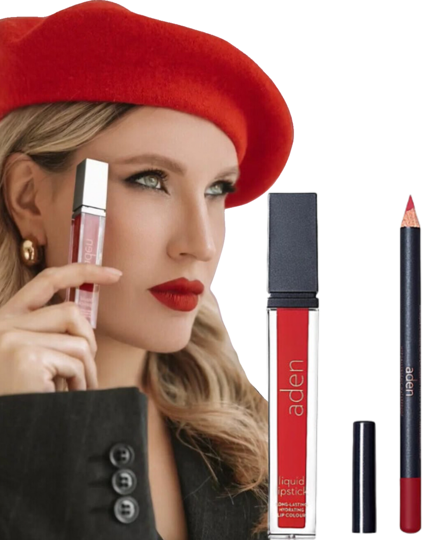 Set de lápiz labial y delineador de labios aden