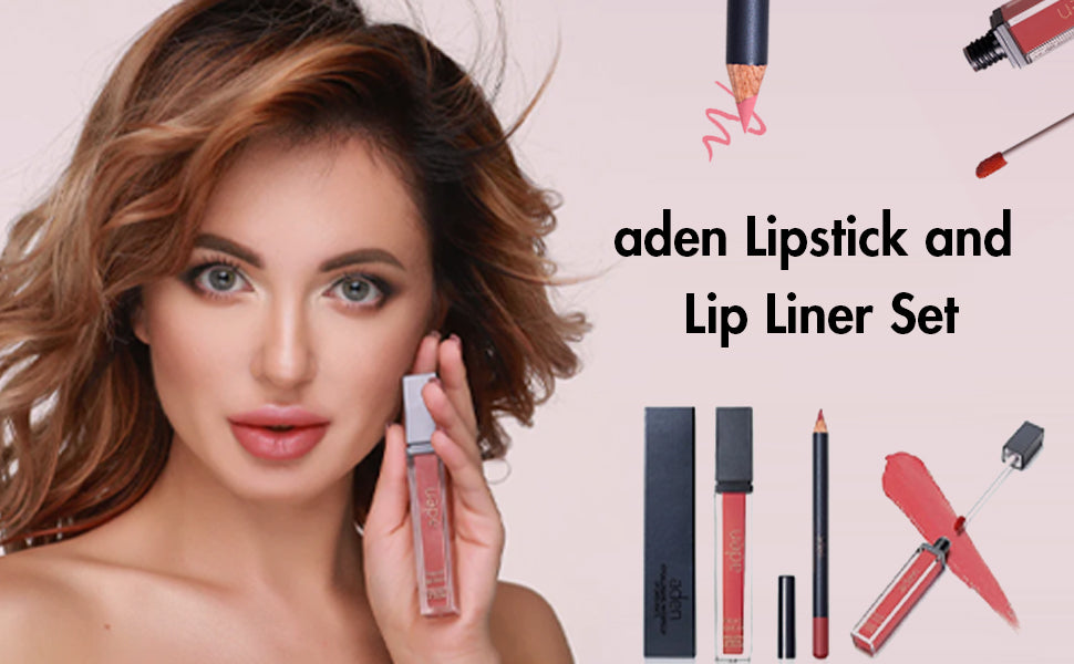 Set de lápiz labial y delineador de labios aden
