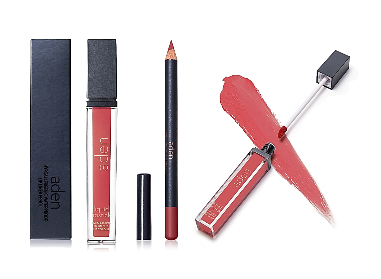 Set de lápiz labial y delineador de labios aden