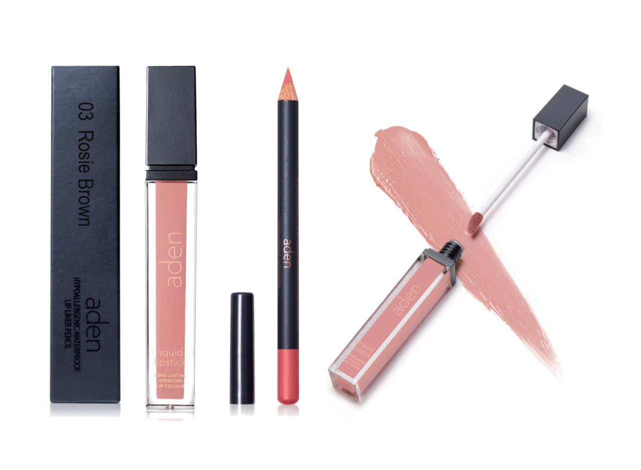 Set de lápiz labial y delineador de labios aden