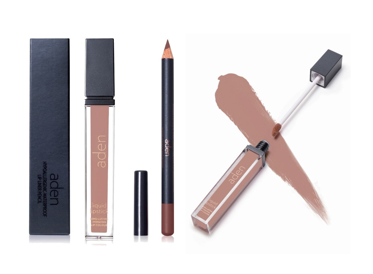 Set de lápiz labial y delineador de labios aden