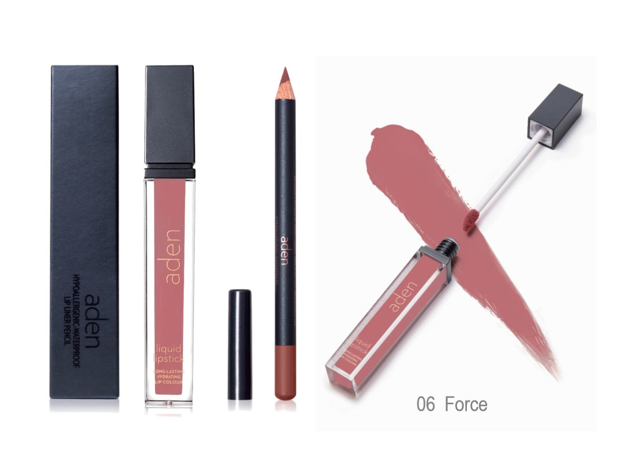 Set de lápiz labial y delineador de labios aden