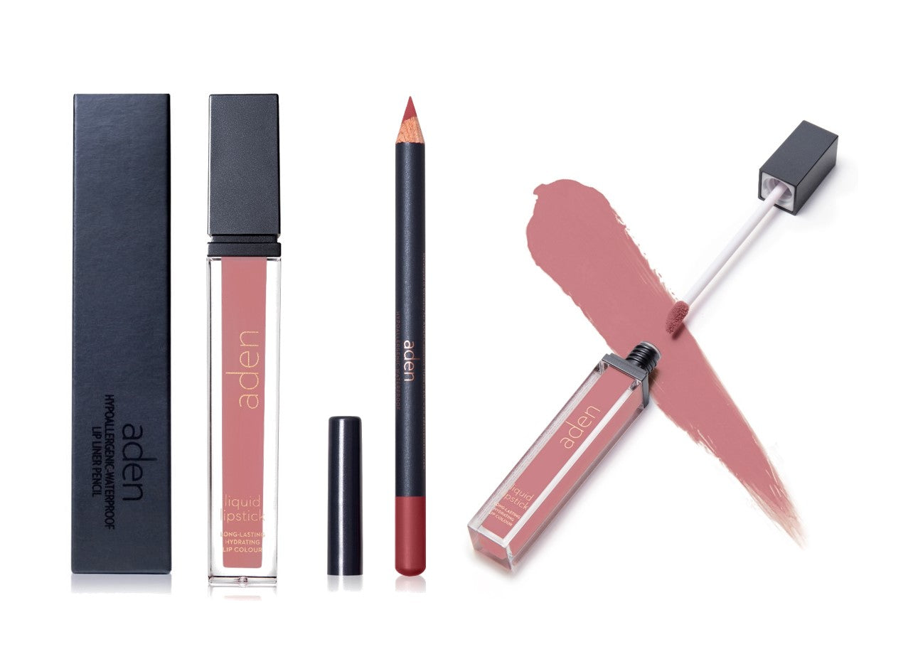 Set de lápiz labial y delineador de labios aden