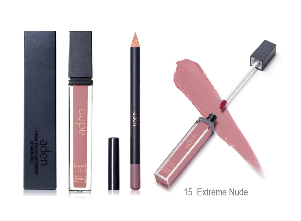 Set de lápiz labial y delineador de labios aden