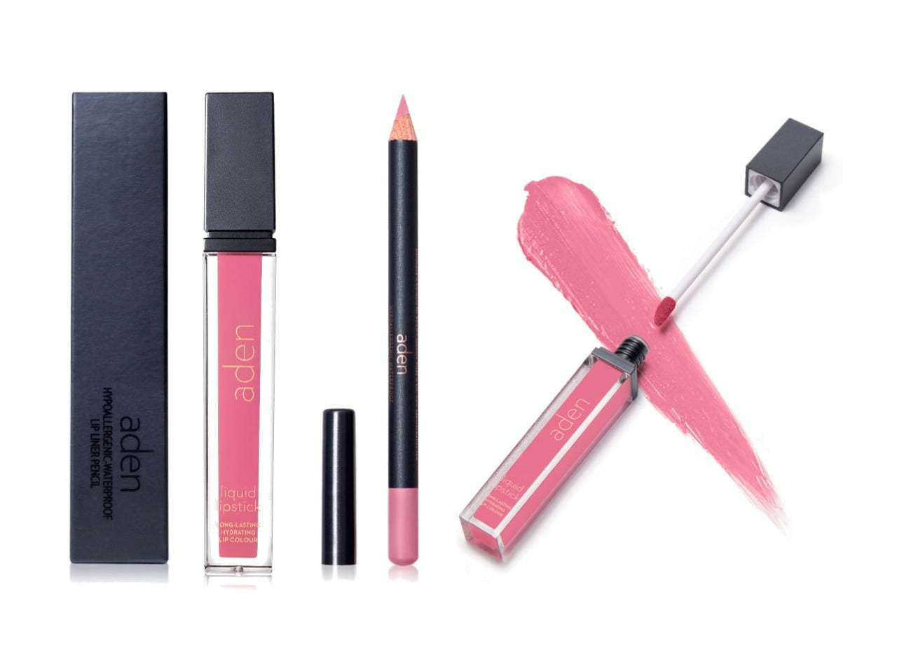 Set de lápiz labial y delineador de labios aden