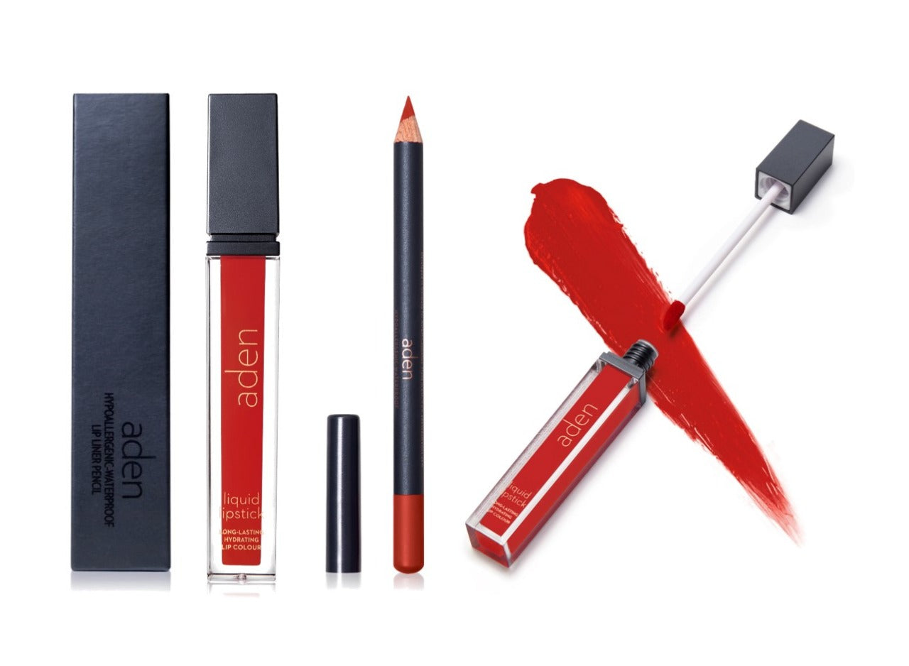 Set de lápiz labial y delineador de labios aden