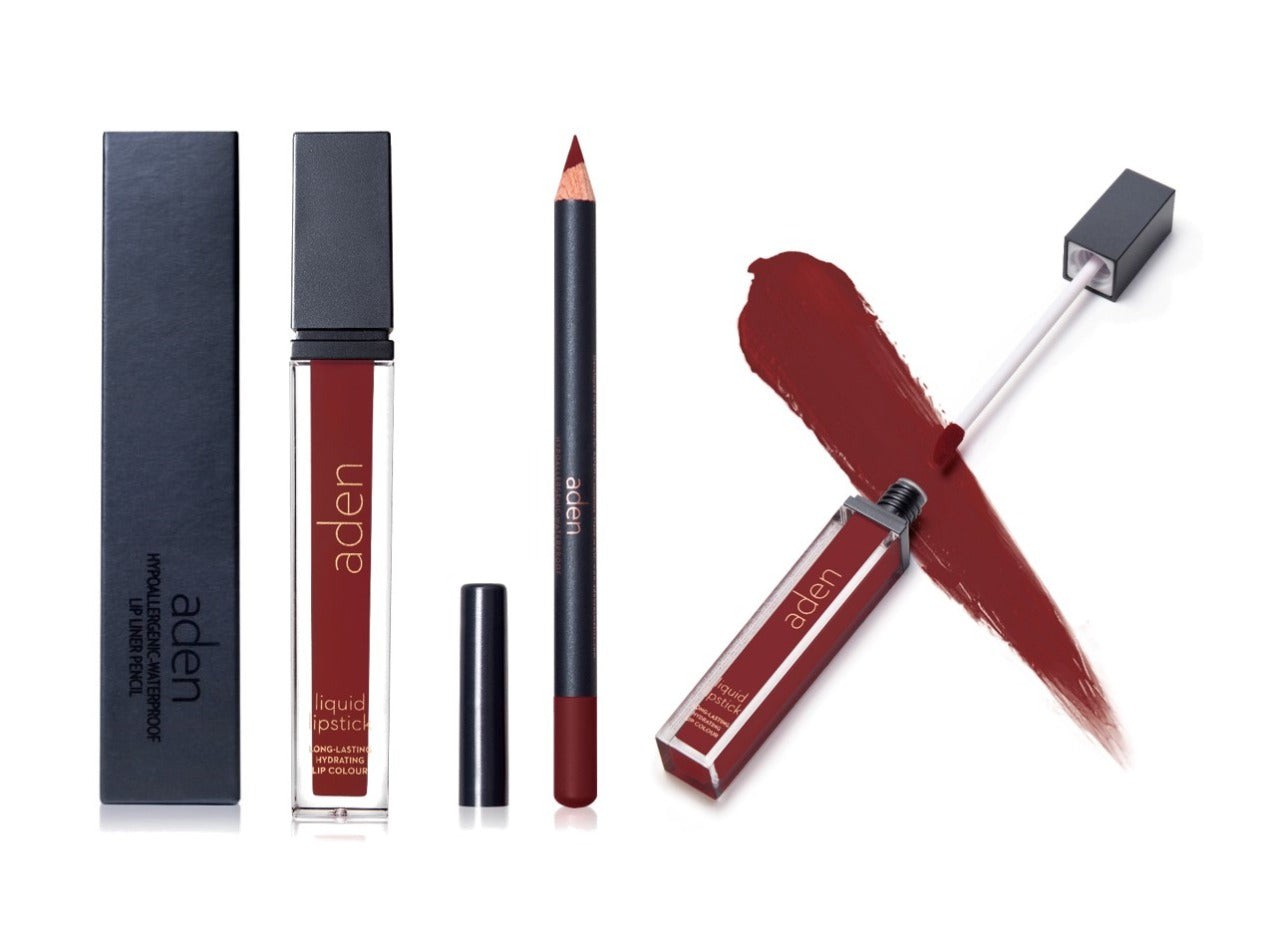 Set de lápiz labial y delineador de labios aden