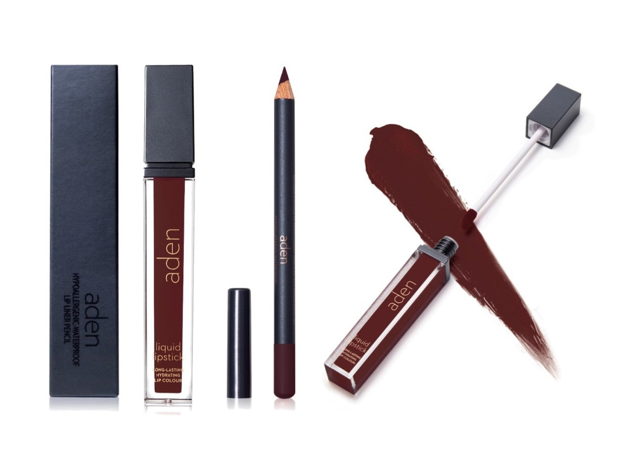 Set de lápiz labial y delineador de labios aden