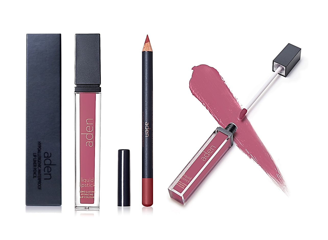 Set de lápiz labial y delineador de labios aden