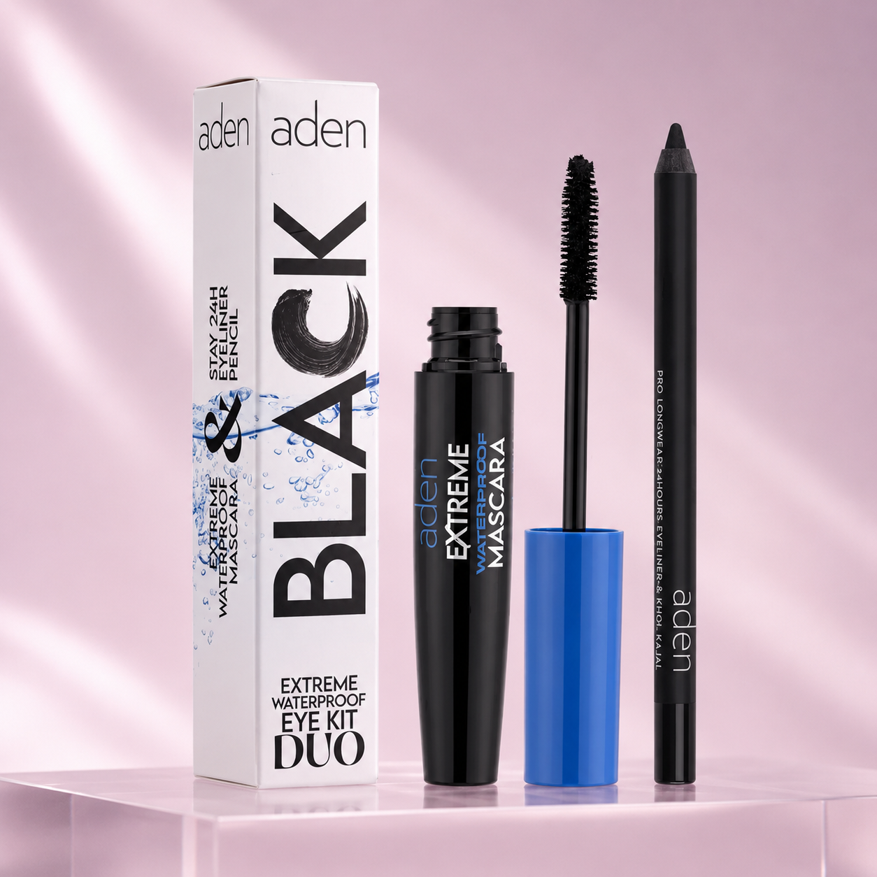 aden Extreme Waterproof Eye Kit Duo MÁSCARA Y DELINEADOR DE OJOS 24HR.