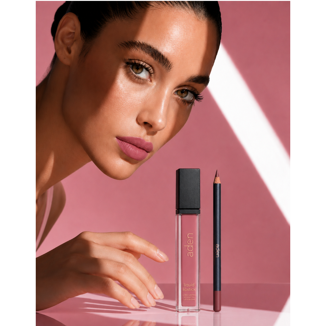 Set de lápiz labial y delineador de labios aden