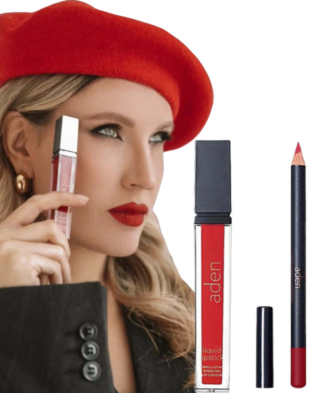 Set de lápiz labial y delineador de labios aden